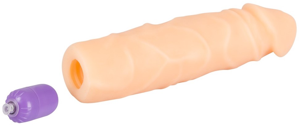 Удлиняющая насадка на пенис с вибрацией Penis Sleeve With Bullet, телесная