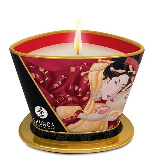 Массажная свеча Shunga Massage Candle Parkling Strawberry Wine - клубничное вино, 170 мл