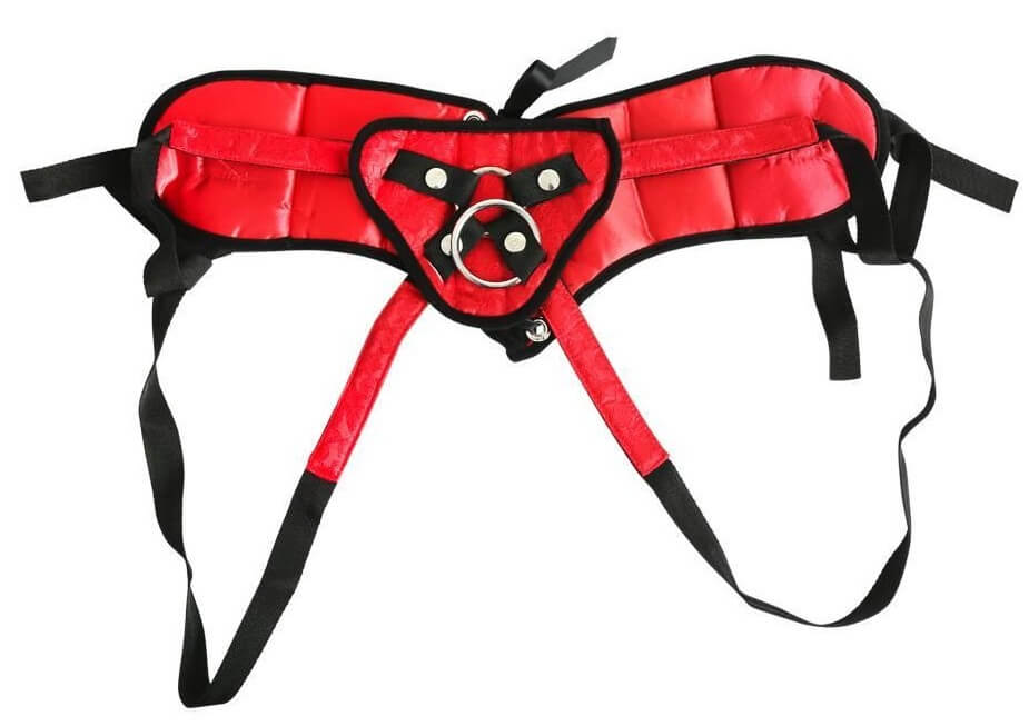 Трусы для страпона Sportsheets Plus Size Red Lace with Satin Corset Strap-On