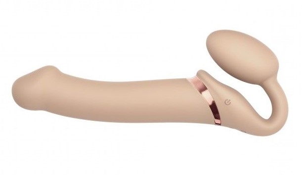 Безремневой страпон с вибрацией Strap-On-Me Vibrating Bendable Strap-on Size L, телесный