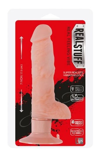 Вибратор на присоске Dream Toys RealStuff - 17,8 см, телесный