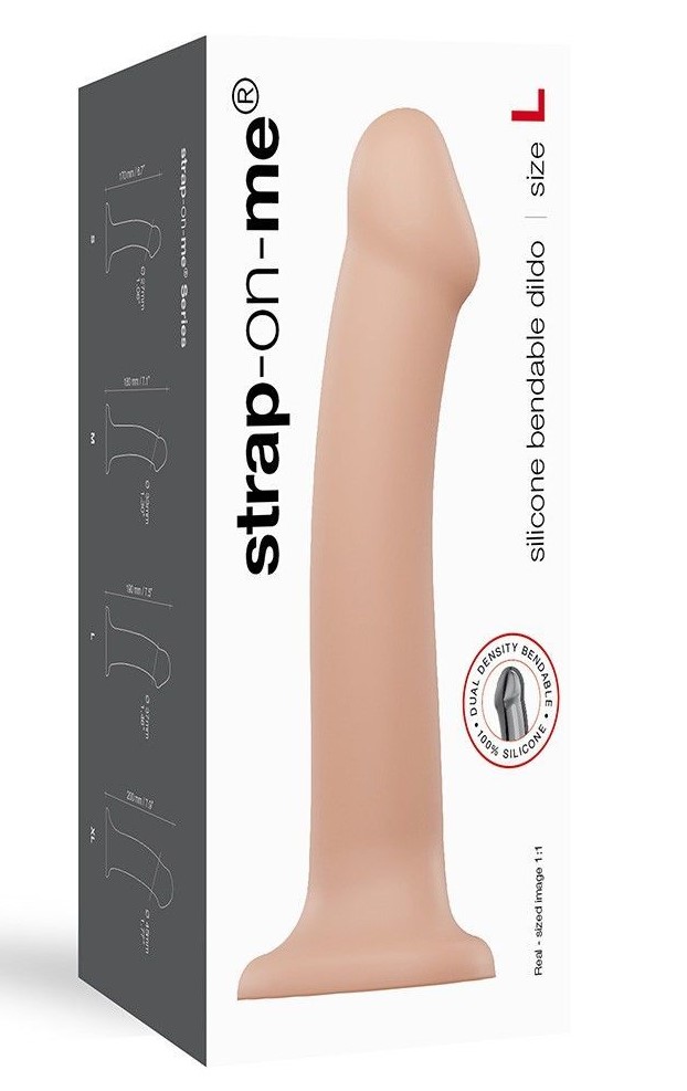 Насадка для страпона Strap-On-Me Dual Density Silicone Bendable Dildo - L, телесная