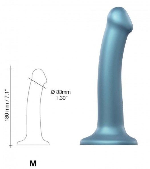 Насадка для страпона Strap-On-Me Mono Density Silicone Dildo - M, голубая