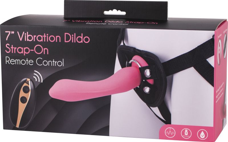 Женский страпон с вибрацией Vibration Dildo Strap-On Remote Control 7, розовый