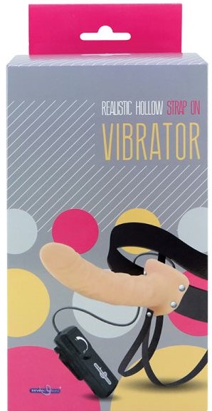 Полый страпон с вибрацией Realistic Hollow Strap On Vibrator 8, телесный