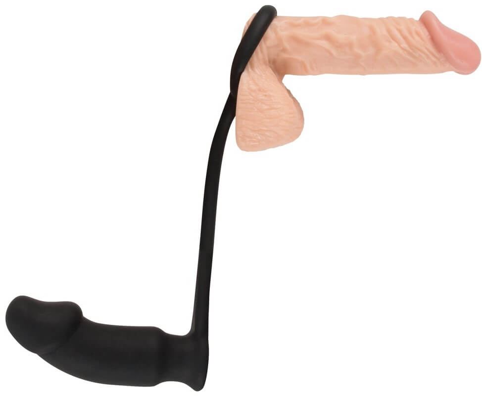 Эрекционное кольцо с вибростимуляцией простаты Black Velvets Vibrating Ring+Plug, черное