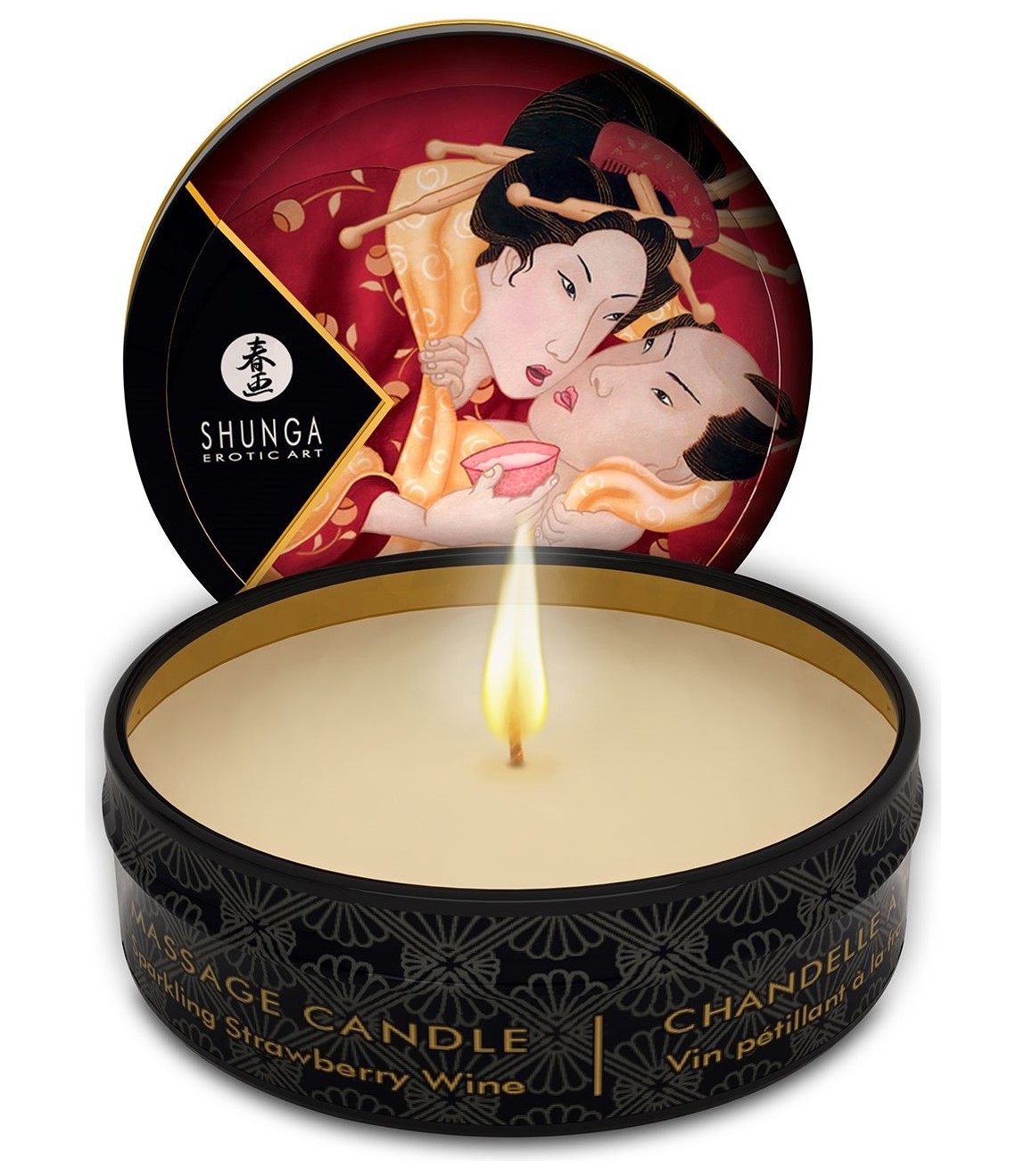 Массажная свеча Shunga Mini Massage Candle Parkling Strawberry Wine - клубничное вино, 30 мл