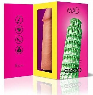 Реалистичный вибратор с мошонкой Mad Egzo Evolution - 18,5 см, телесный