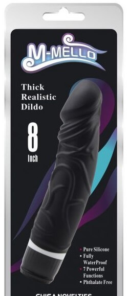 Реалистичный вибратор M-Mello Thick Realistic Dildo - 20 см, черный