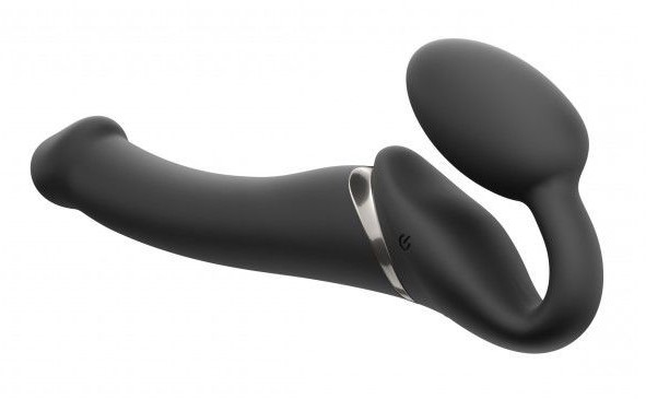 Безремневой страпон с вибрацией Strap-On-Me Vibrating Bendable Strap-on Size M, черный