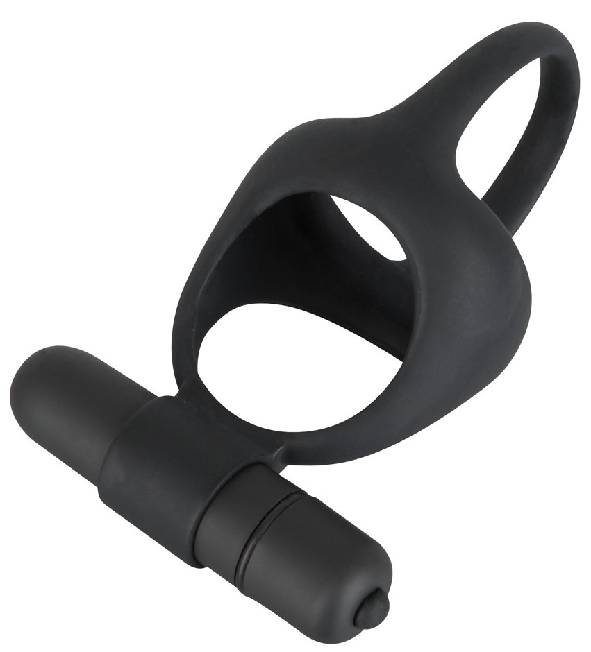 Эрекционное кольцо с вибрацией Black Velvets Cock & Ball Ring Vibe, черное