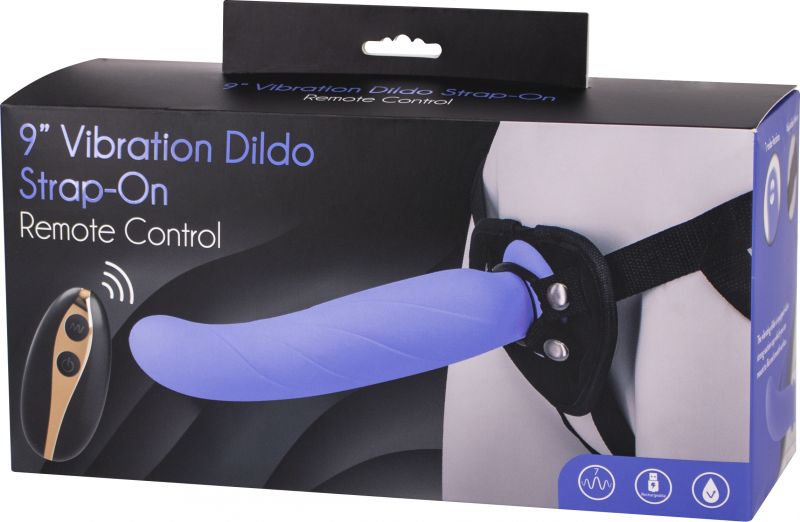 Женский страпон с вибрацией Vibration Dildo Strap-On Remote Control 9, фиолетовый