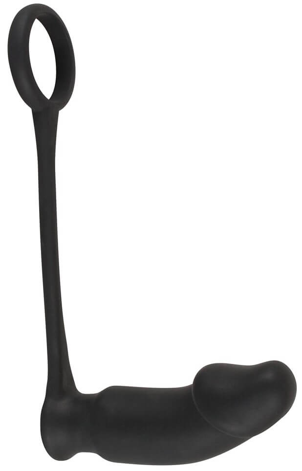 Эрекционное кольцо с вибростимуляцией простаты Black Velvets Vibrating Ring+Plug, черное