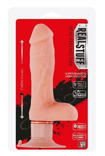 Вибратор реалистик Dream Toys RealStuff - 17,8 см, телесный