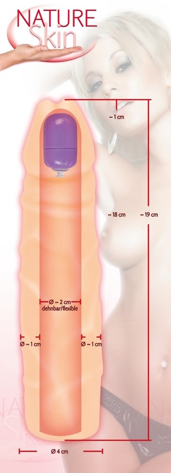 Удлиняющая насадка на пенис с вибрацией Penis Sleeve With Bullet, телесная