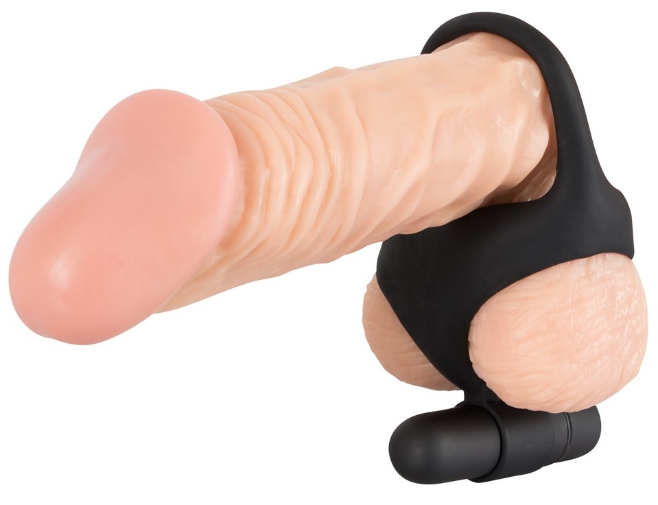 Эрекционное кольцо с вибрацией Black Velvets Cock & Ball Ring Vibe, черное