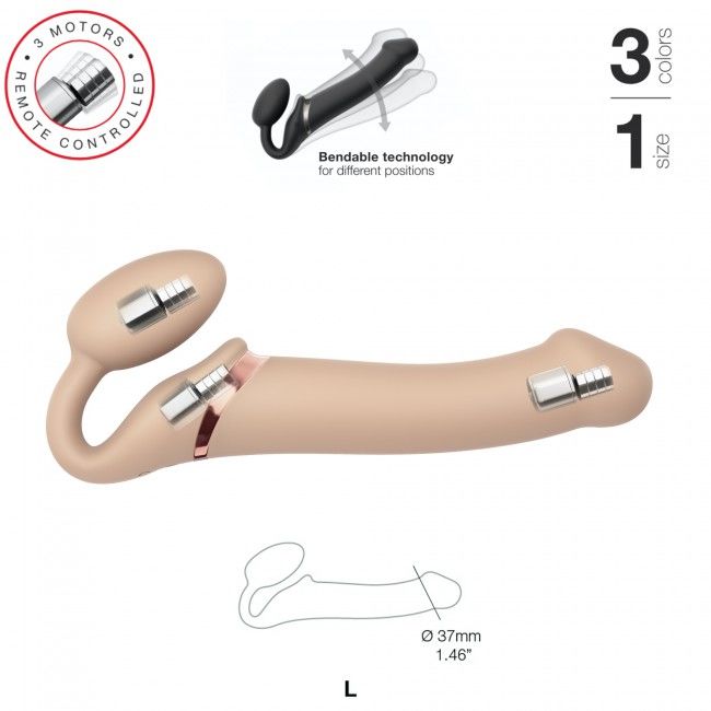 Безремневой страпон с вибрацией Strap-On-Me Vibrating Bendable Strap-on Size L, телесный