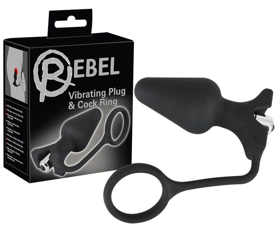 Эрекционное кольцо с анальной вибро пробкой Rebel Vibrating Plug&Cock Ring