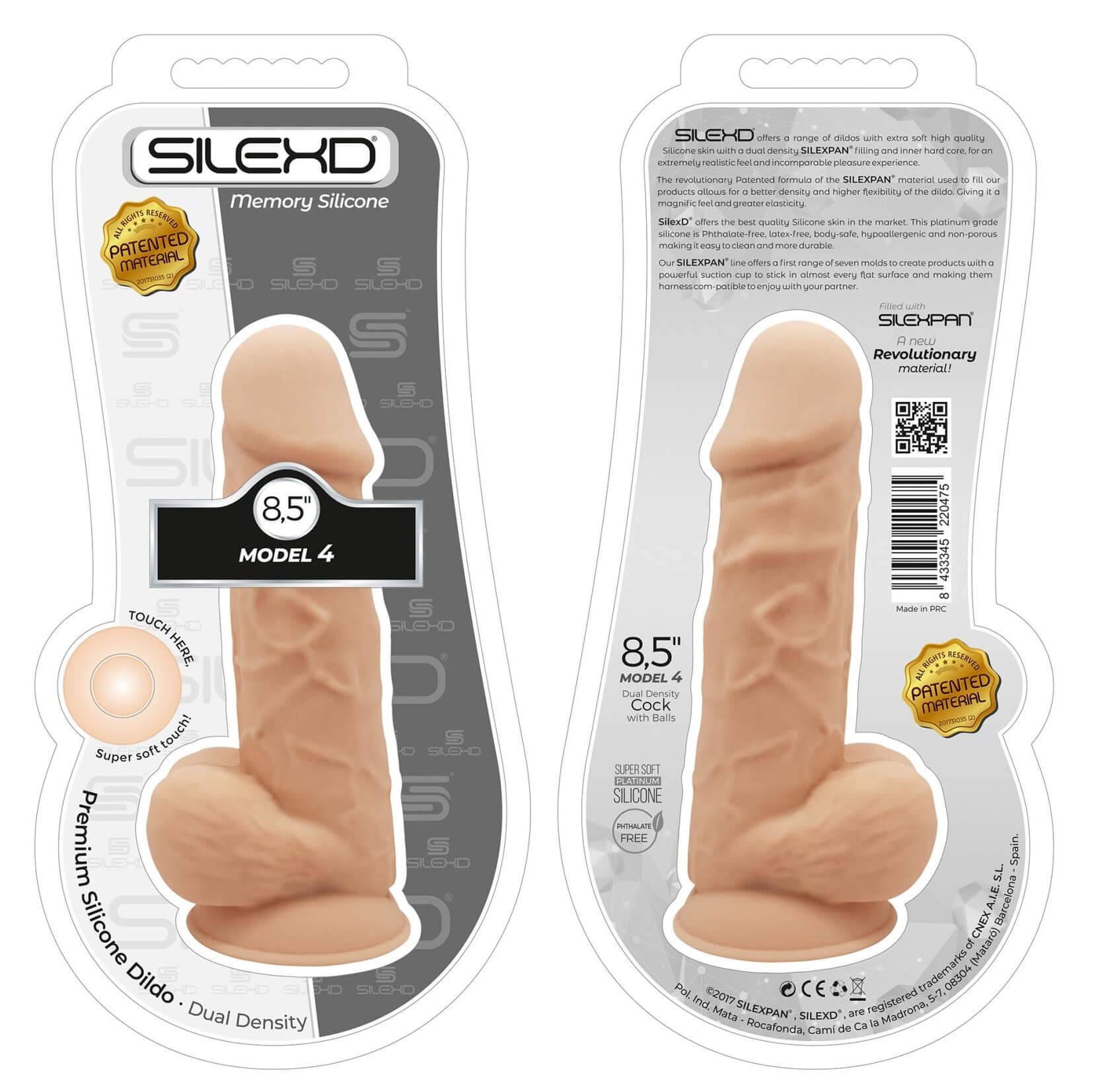 Фаллоимитатор Silexd Premium Silicone Dildo Model 4 - размер 8.5, телесный