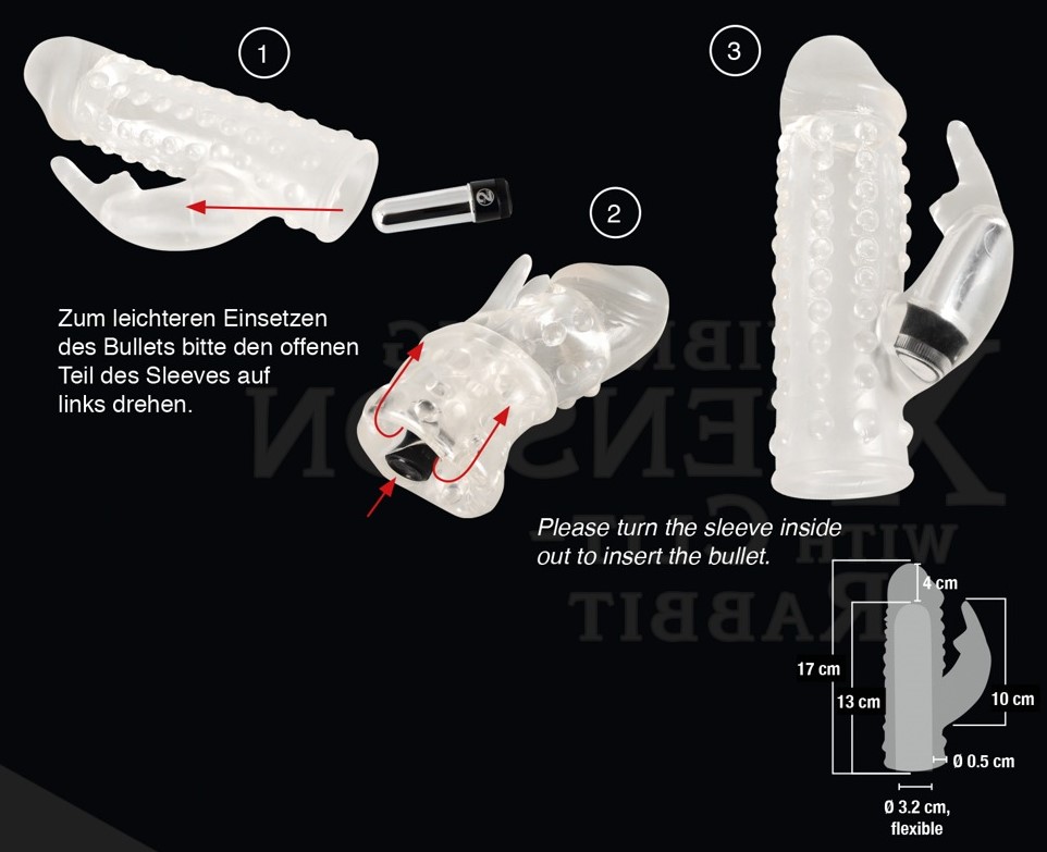 Насадка на пенис с вибрацией Xtension Vibrating With Clit-Rabbit, прозрачная