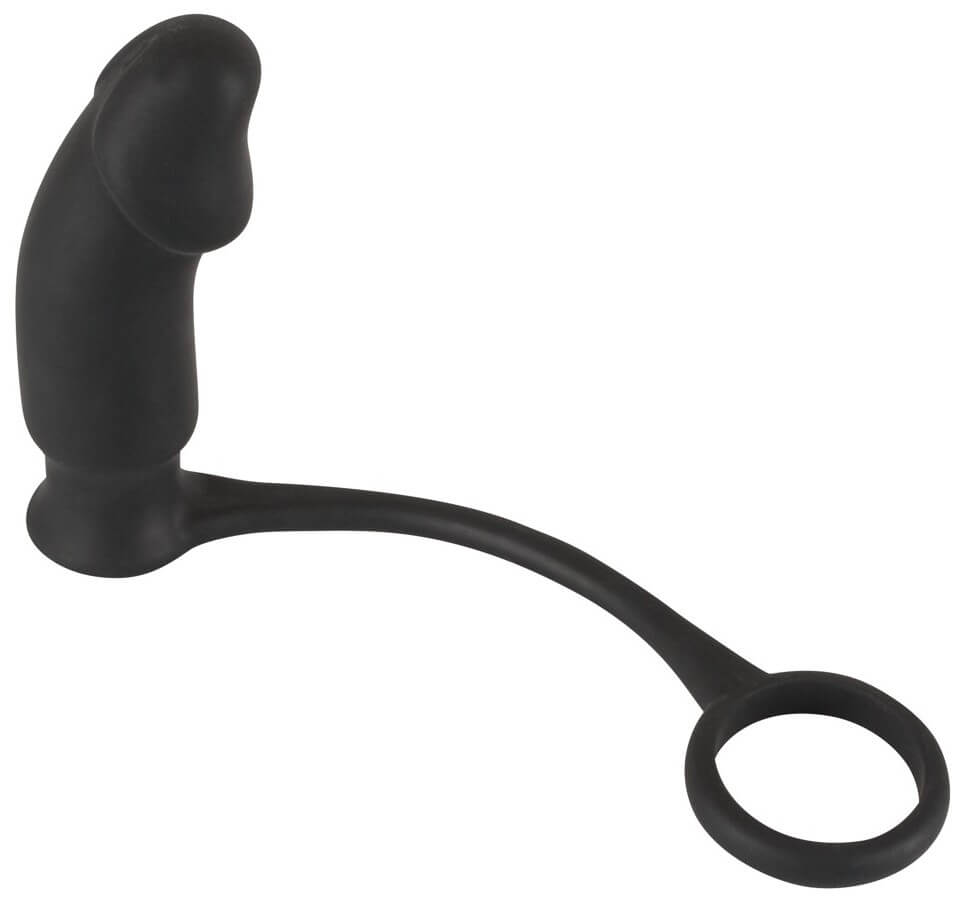 Эрекционное кольцо с вибростимуляцией простаты Black Velvets Vibrating Ring+Plug, черное