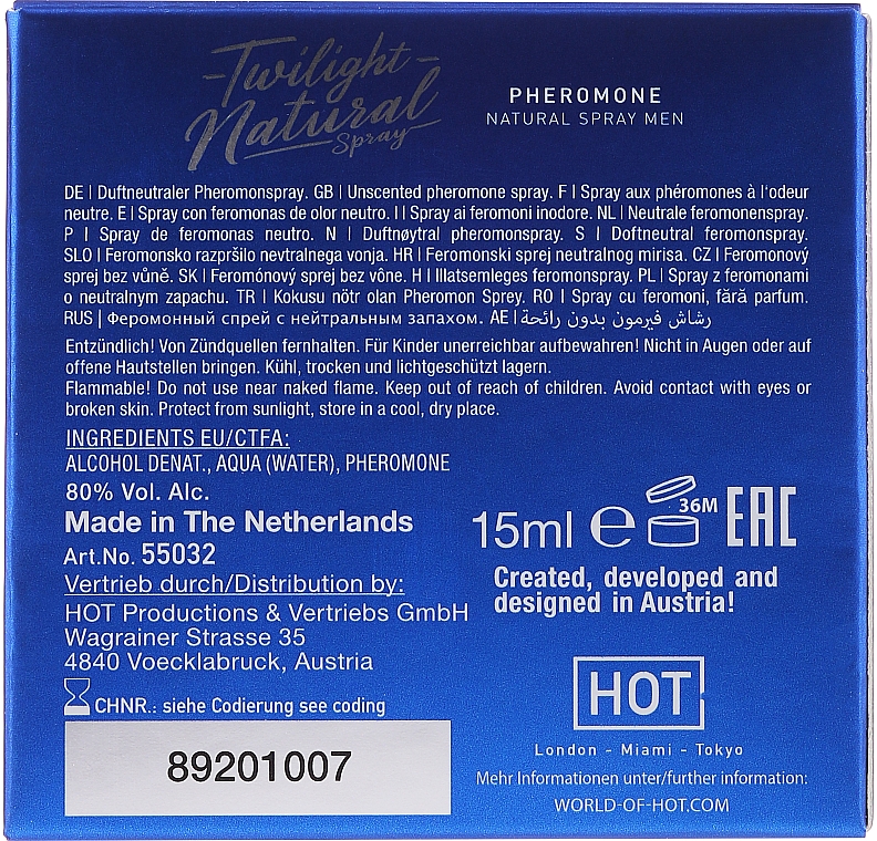 Мужской спрей с феромонами без запаха HOT Twilight Pheromone Natural Spray, 15 мл