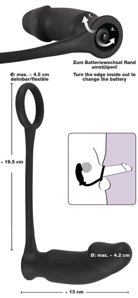 Эрекционное кольцо с вибростимуляцией простаты Black Velvets Vibrating Ring+Plug, черное