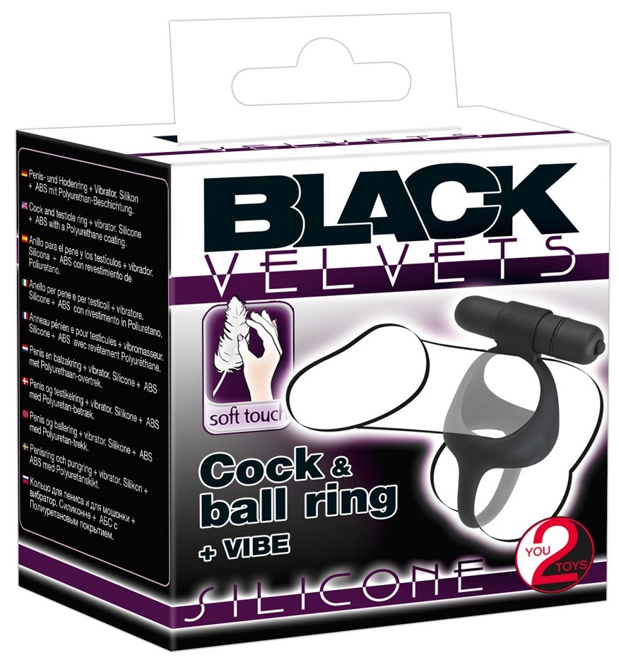 Эрекционное кольцо с вибрацией Black Velvets Cock & Ball Ring Vibe, черное
