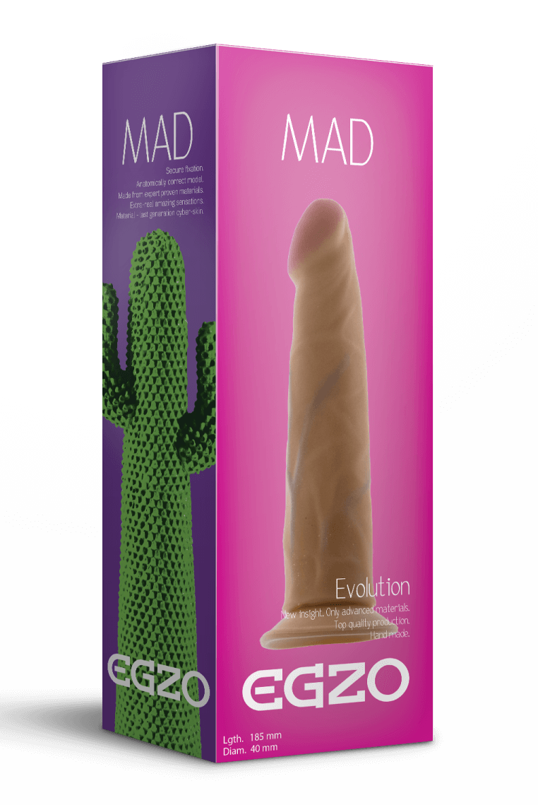 Реалистичный фаллоимитатор на присоске Egzo Mad Evolution - 18,5 см, телесный