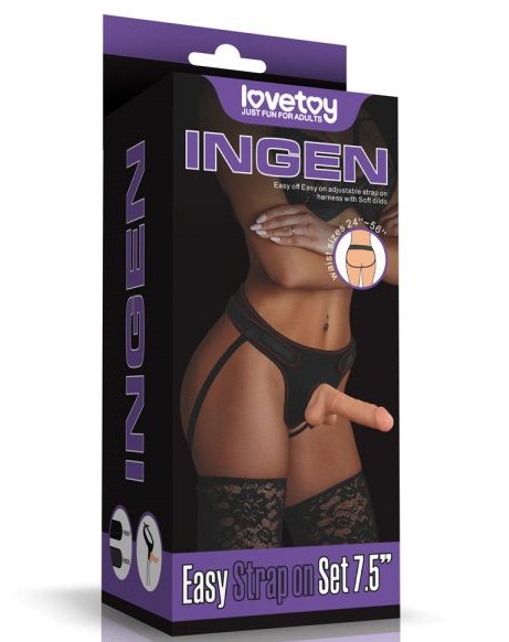 Реалистичный женский страпон Ingen Easy Strapon Set 7.5, телесный