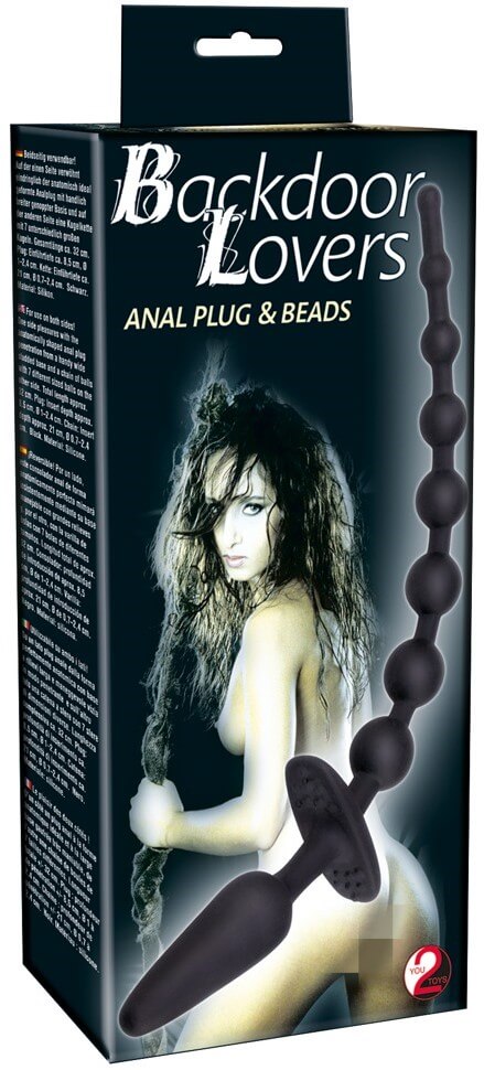Анальная цепочка с пробкой Backdoor Lovers Anal Plug&Beads, черная