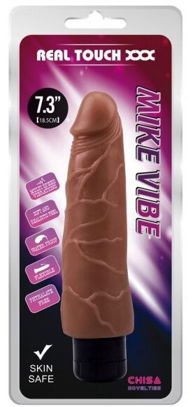 Вибратор Real Touch XXX Mike Vibe - 18,5 см, коричневый