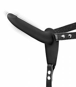 Страпон с вибрацией Fetish Tentation Vibrating Strap-On with Dildo, черный