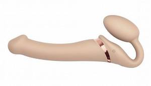 Безремневой страпон с вибрацией Strap-On-Me Vibrating Bendable Strap-on Size M, телесный