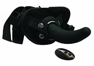 Женский страпон с вибрацией Vibration Dildo Strap-On Remote Control 5, черный
